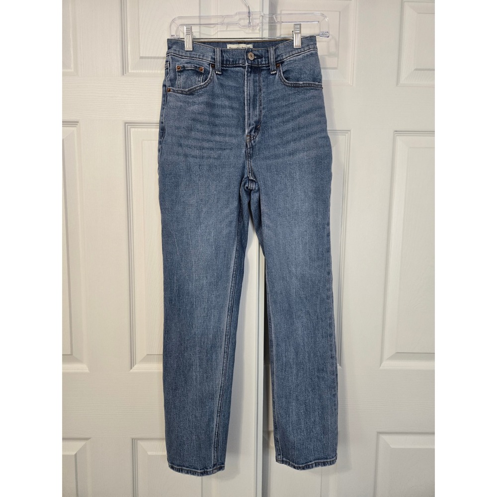 Abercrombie & Fitch Curve Love Ultra High Rise Ankle Straight Jeans Blue 26 2L